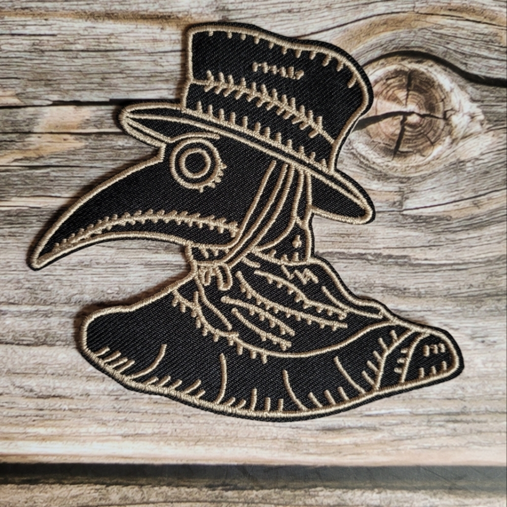Gothic Plague Mask Crow Raven Baroque Midevil Iron on Patch